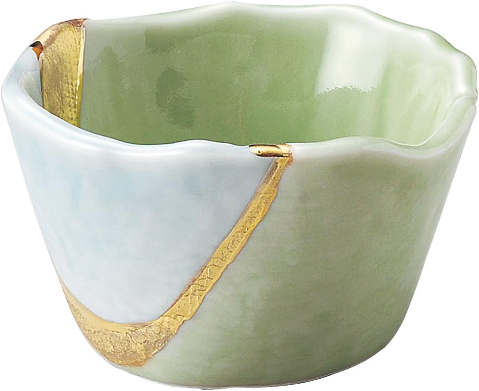 Yamashita Kogei 14021800 Celadon Flower Gold Flow with Small Size, 3.6 x 3.5 x 2.2 inches (9.2 x 8.8 x 5.5 cm)