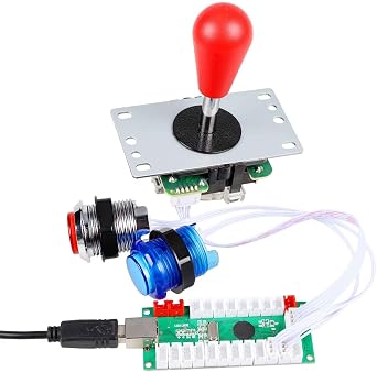 EG STARTS 2 Player Arcade Games DIY Kit Parts 2 Ellipse Oval Joystick Handles + 20 LED lit Arcade Buttons (Mixed Color Kit)