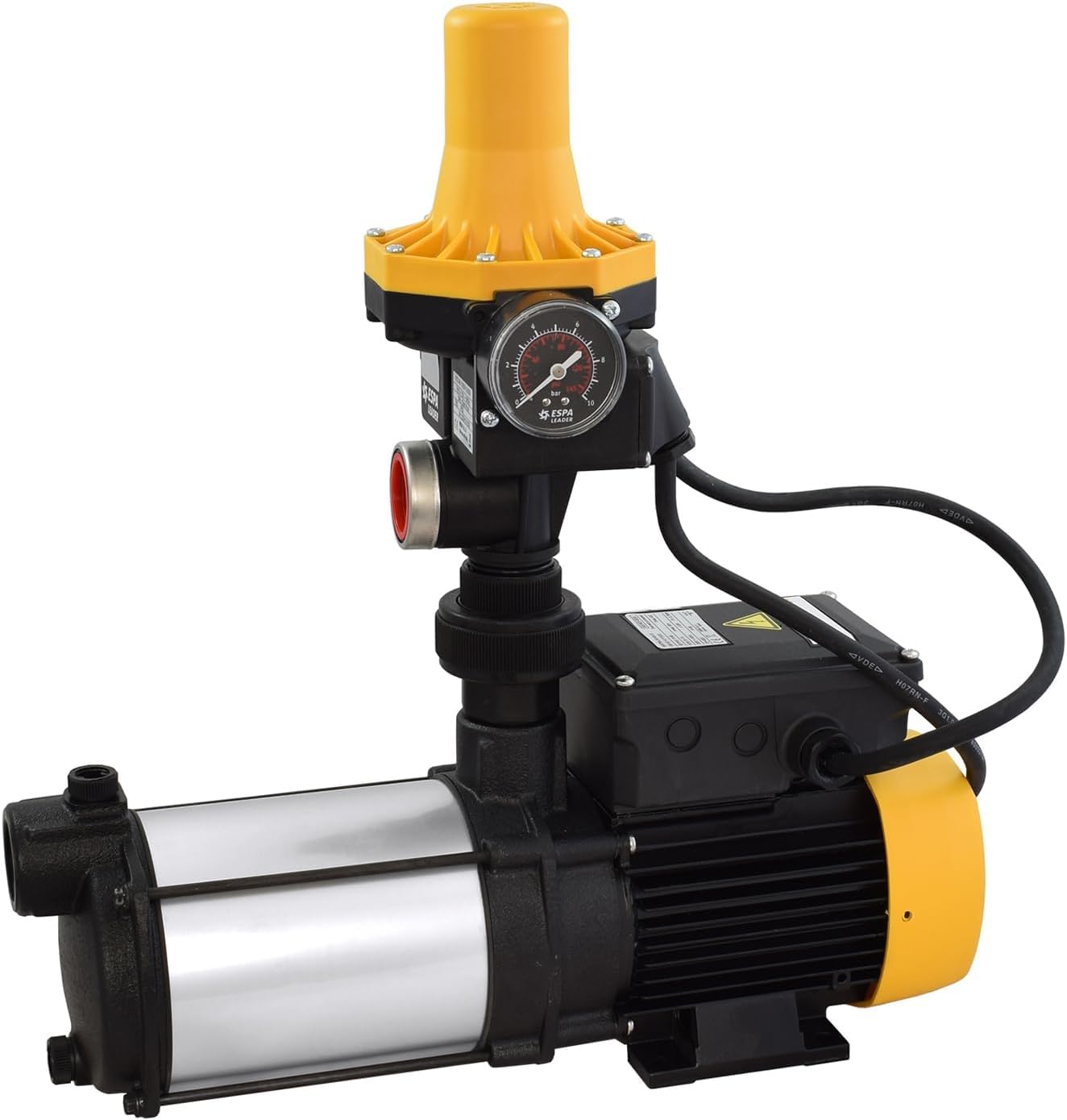 ESPA LEADER Grupo de Presión MISTRAL 90 4M 02, Bomba Aguas Limpias con Kit de Presión, 750 W, Caudal Máx 6.000 l/h, Altura 32 m, Uso Doméstico, Riego y Conjuntos Hidroneumáticos, Acero de Fundición