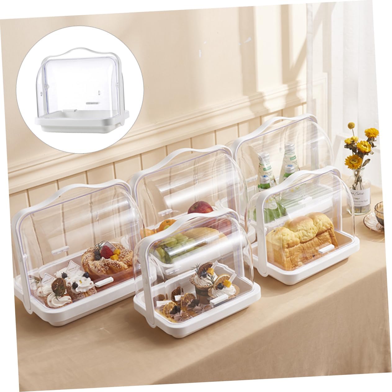 SECFOU Bread Bins Bread Box Milk Bottle Storage Container Portable Dinnerware Organizer