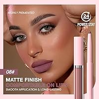 Vista 94 de AMY'S DIARY Juego de 2 delineadores de labios y lápiz labial, color verde oscuro, brillo de labios mate, lápiz labial líquido mate, 24 horas, lapiz