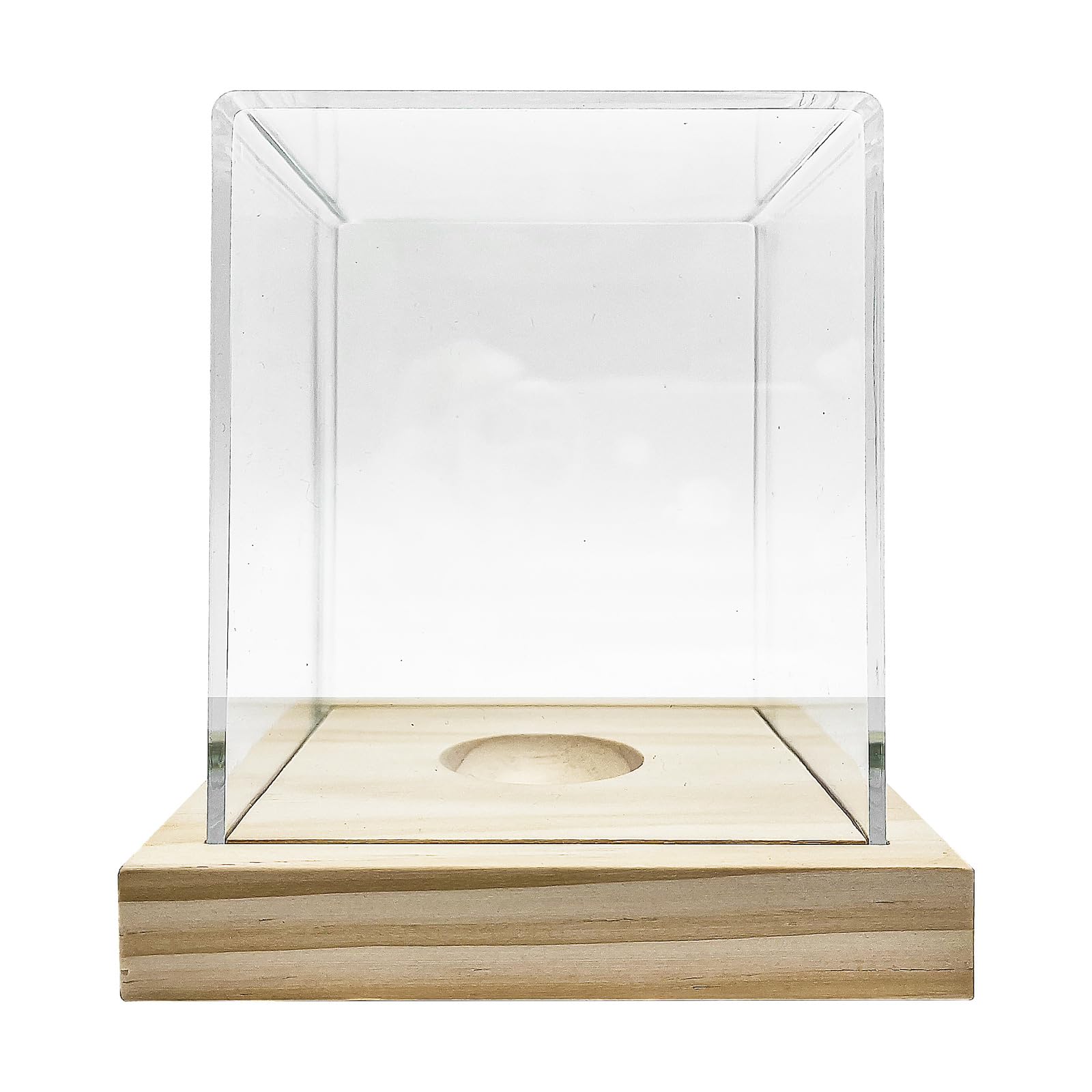 Easy Assembly Transparent Acrylic Baseball Storage Case Wooden Base Display Box for Sports Collectors Clear Softball Protecting Case