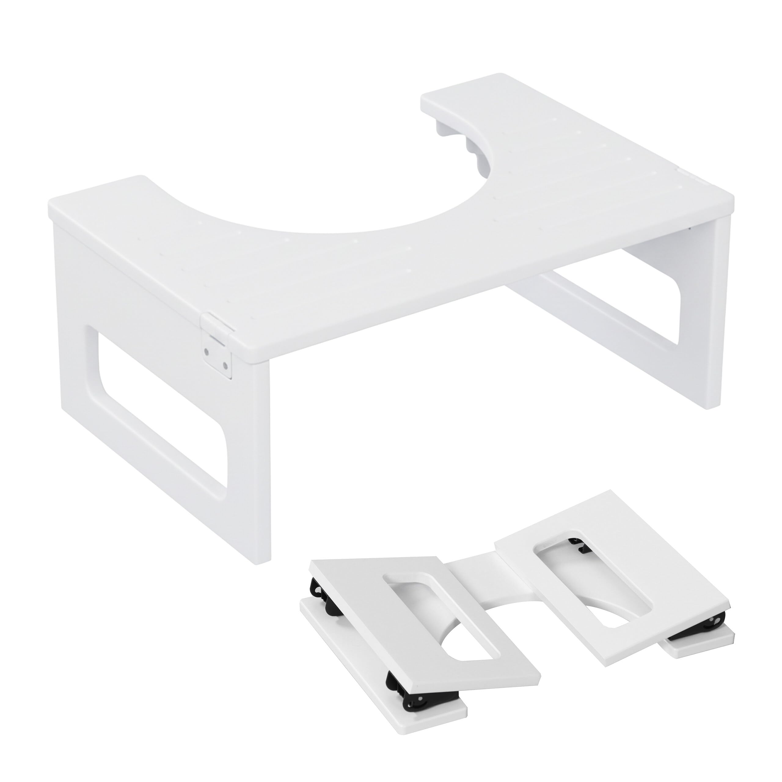 Relaxdays Taburete Inodoro Plegable para Adultos de bambú, Antideslizante, 18×43×27,5 cm, Blanco