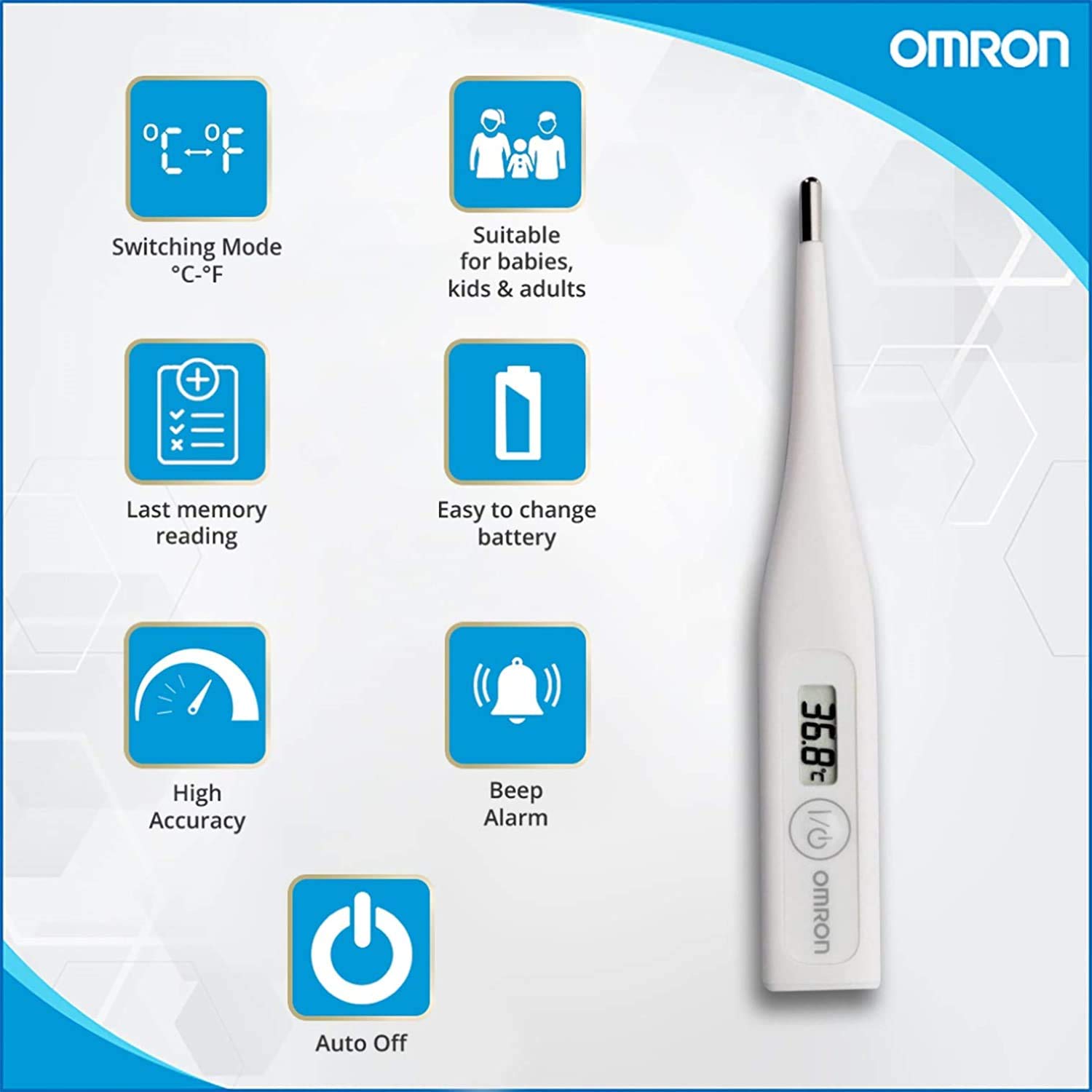 Omron Automatic Upper Arm Blood Pressure Monitor and Digital Thermometer Combo, White 3