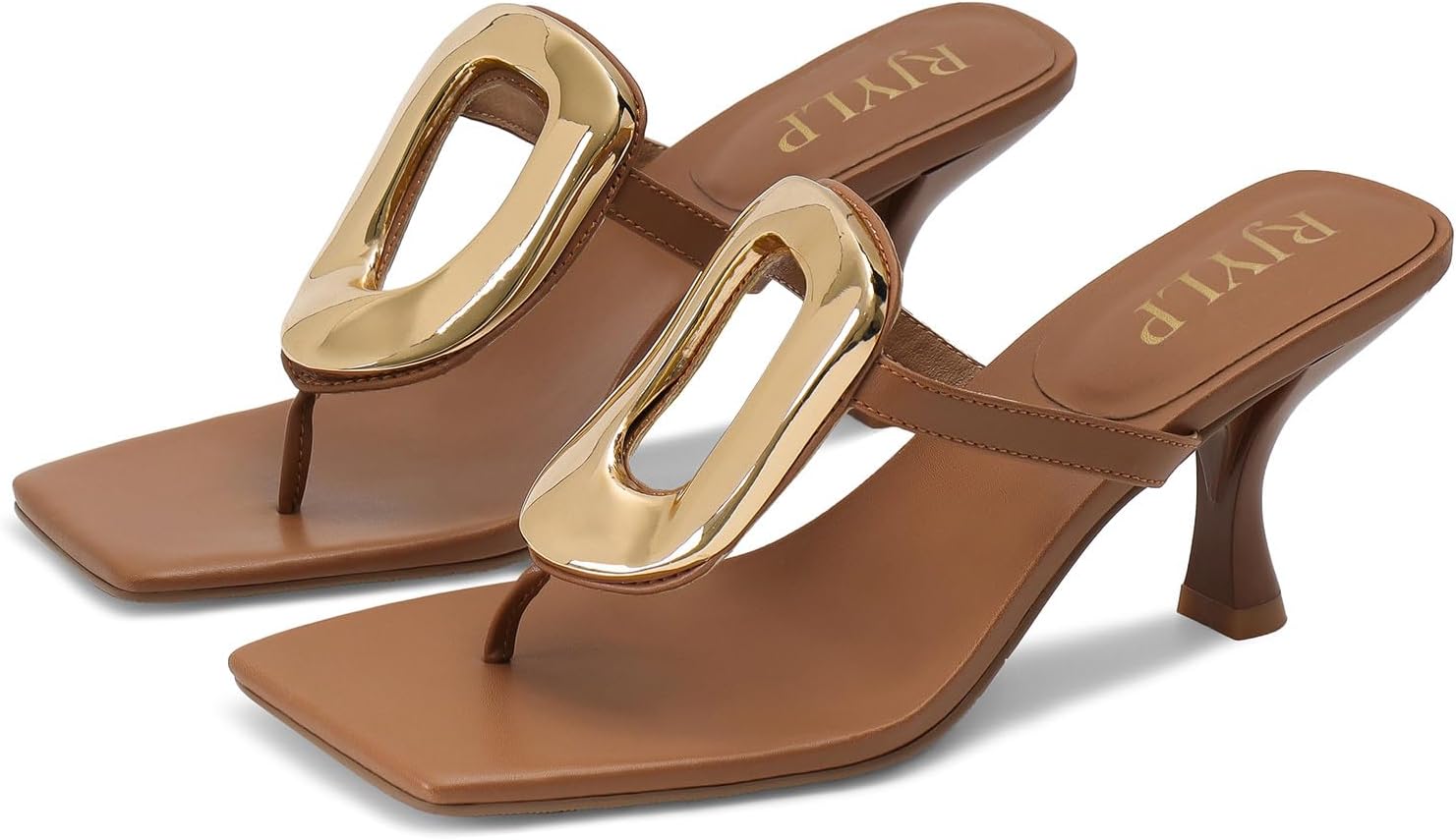Metal Flip Flop Heels Sandals for Women Slip on Thong Sandals Kitten Heels Beach Dressy Casual Fashion Summer Flip Flops Shoes