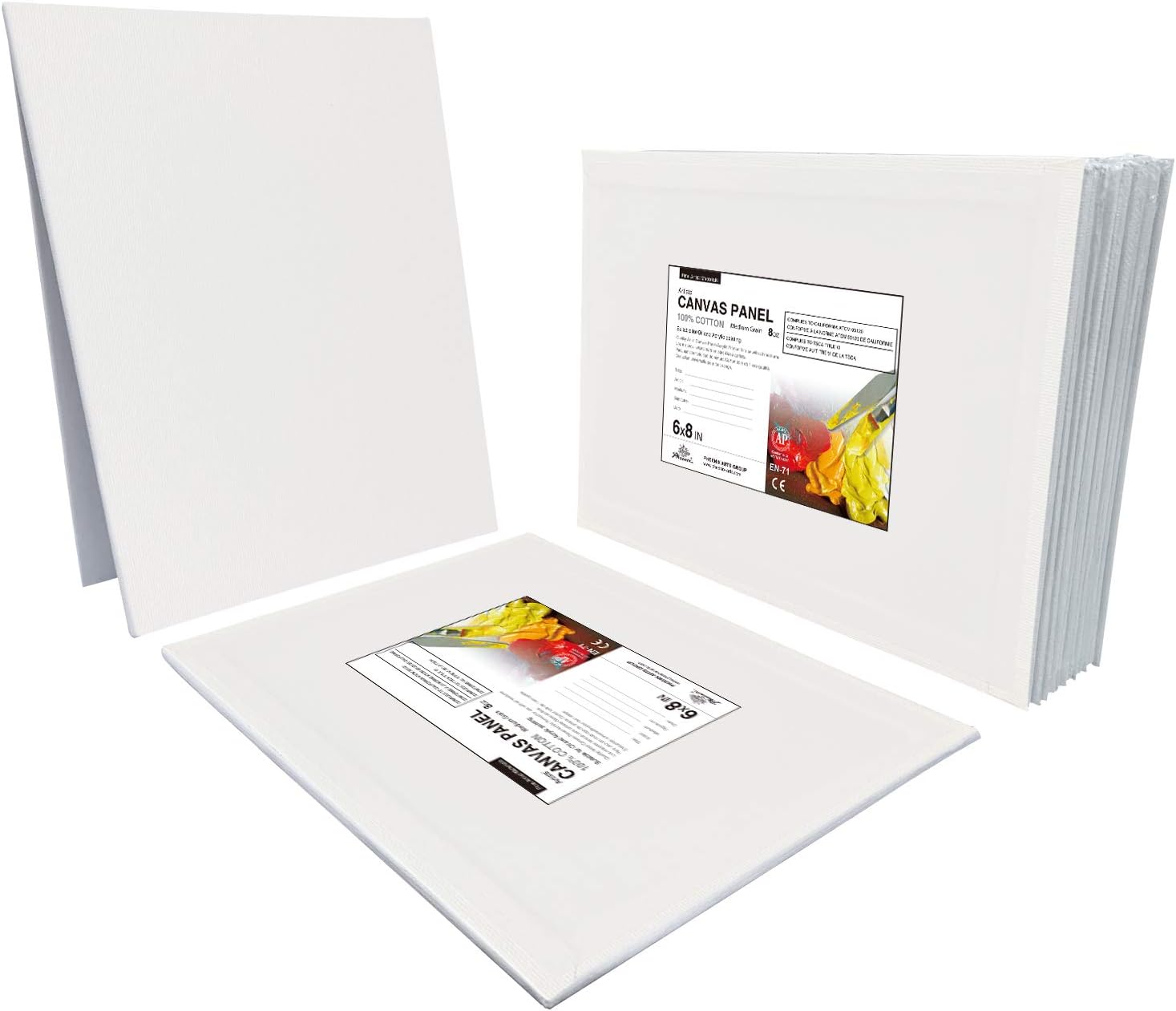 PHOENIX Small Painting Canvas Panels 6x8 Inch, 12 Value Pack - 8 Oz Triple Primed 100% Cotton Acid Free Canvas Boards for Painting, White Blank Flat Canvas Boards for Acrylic, Oil Paints - Image 5