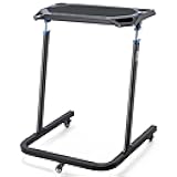 Indoor Cycling Desk - Adjustable Height Bike Deak Laptop Stand Non-Slip Surface - Portable Bike Trainer Fitness Desk with Lockable Wheels