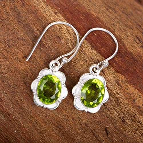 SHNAYA JEWLES Natural Peridot Gemstone 925 Sterling Silver Jewelry Earring ,Stylish Earring For Her, Fine Silver Jewelry, Gemstone Earring , Valentine Day Gift, Drop & Dangle Earrings, Women's Designer Earrings image 5
