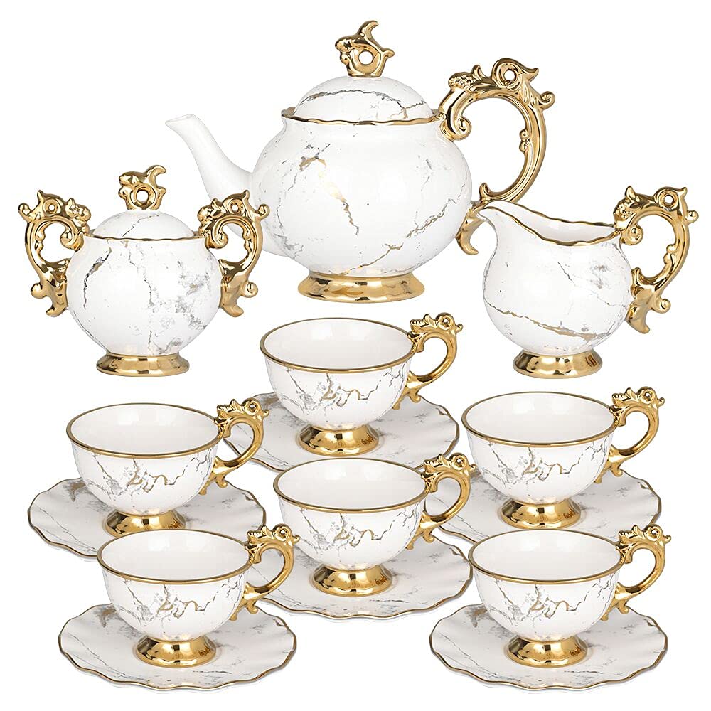 Buy Tea Set Porcelain Tea Sets for Women Adults 15 Pieces Tea Cup