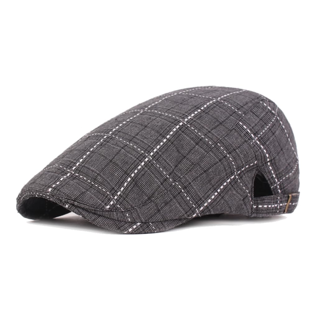 Quanhaigou Men's Cotton Flat Ivy Gatsby Newsboy Driving Hat Adjustable Irish Cabbie Ivy Driving Hunting Cap