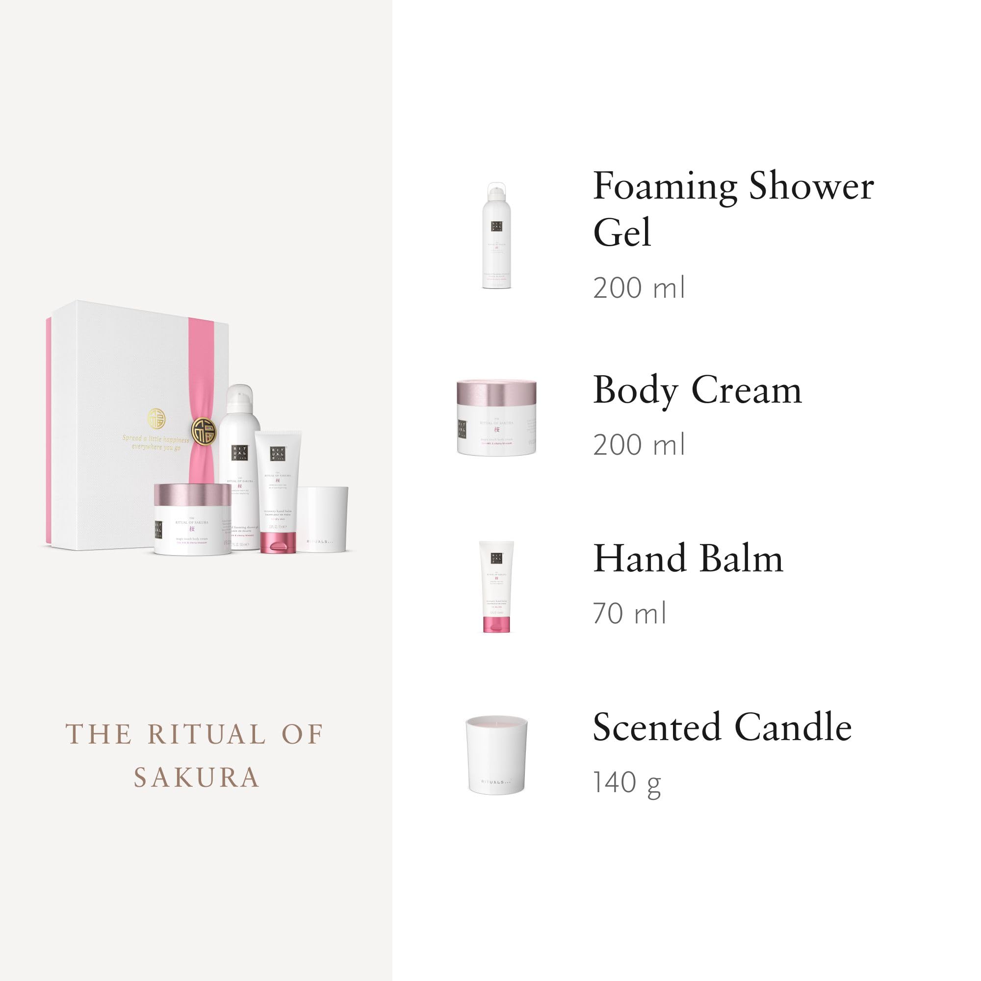 RITUALS Cofanetto regalo donna The Ritual of Sakura, Large – Set regalo donna con prodotti per la cura del corpo – Set bagno nutriente arricchito con latte di riso e fiore di ciliegio