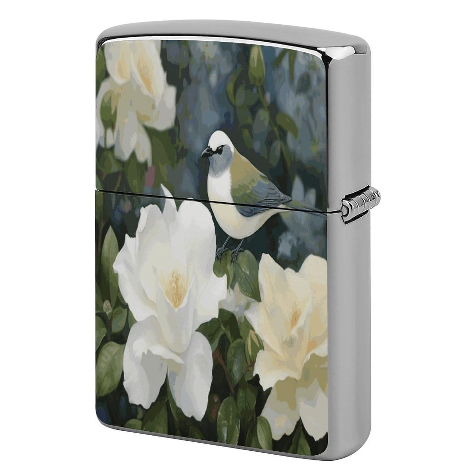Fekiloot Style Gardenia Flowers Birds Lighter Case Cover Lighter Holder