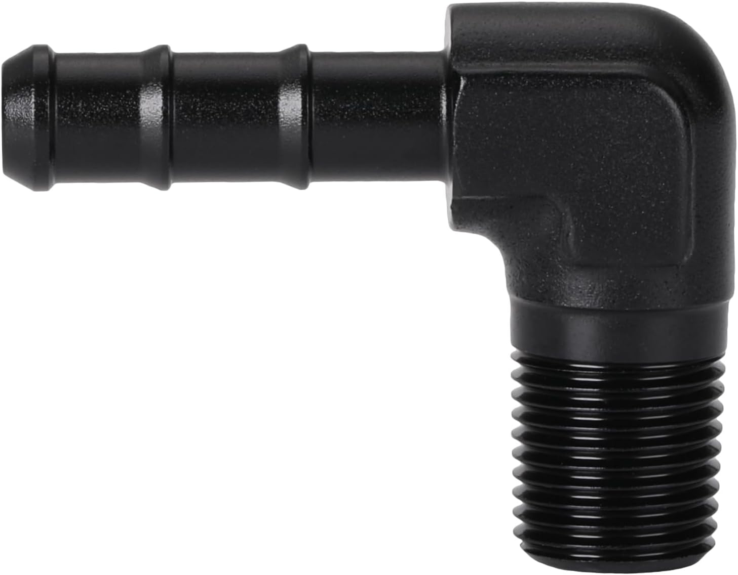 1/8 NPT Male to 1/4 Hose Barb Fitting Adapter 90 Degree Aluminum Black
