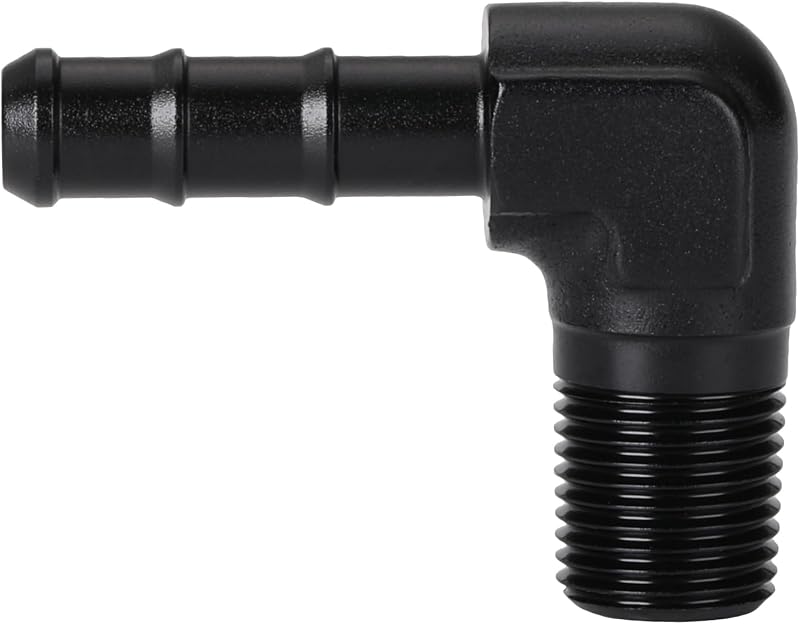 Adaptador de conexão 1/8 NPT macho para espigão de mangueira 1/4, 90° Podavelle – 1 unidade
