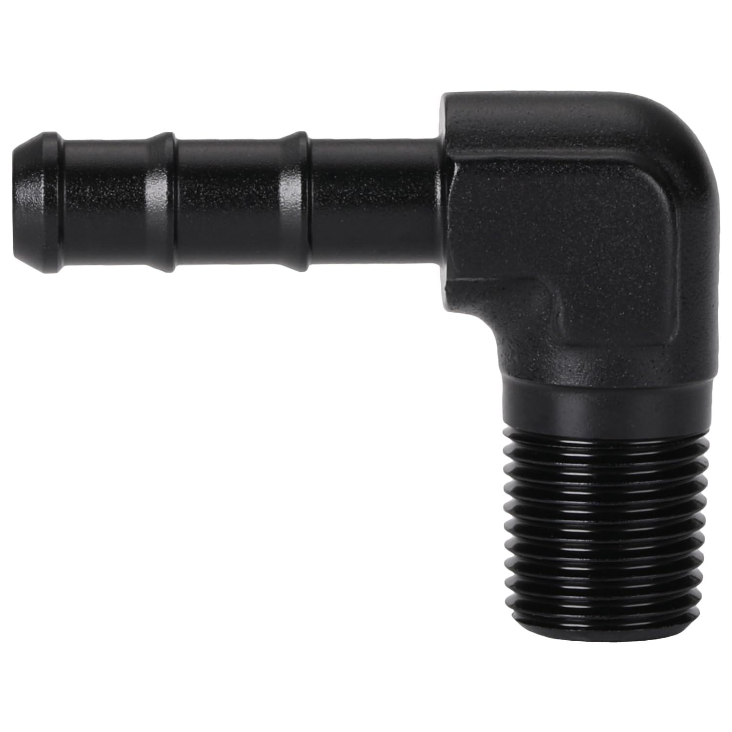 Adaptador NPT 1/8 a manguera 1/4 en ángulo de 90 grados fabricado en aluminio negro para fluidos