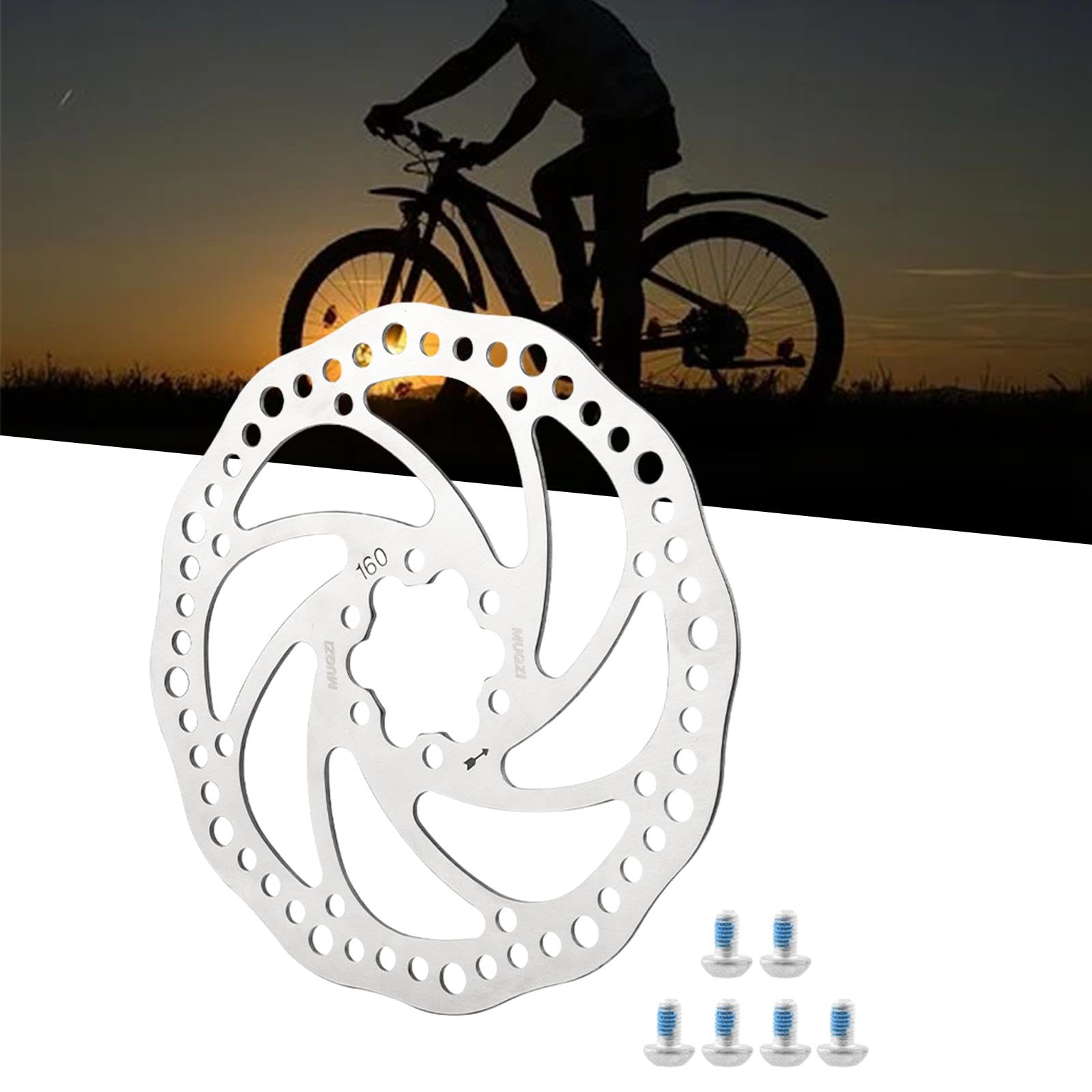 Disco de Freno Bicicleta Rotor Disco Rótor Accesorio Acero Inoxidable con Diseño Aligerado Y Orificios de Ventilación para Enfriamiento