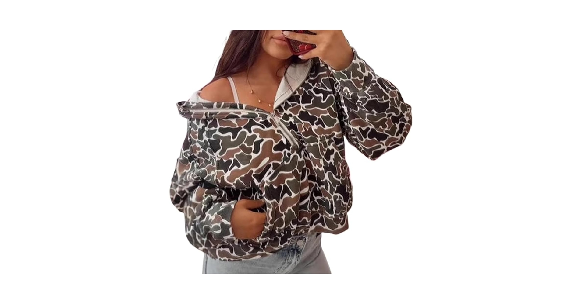 Amazon.com: RSGMU Camo Hoodie Oversized Quarter Zip Pullover