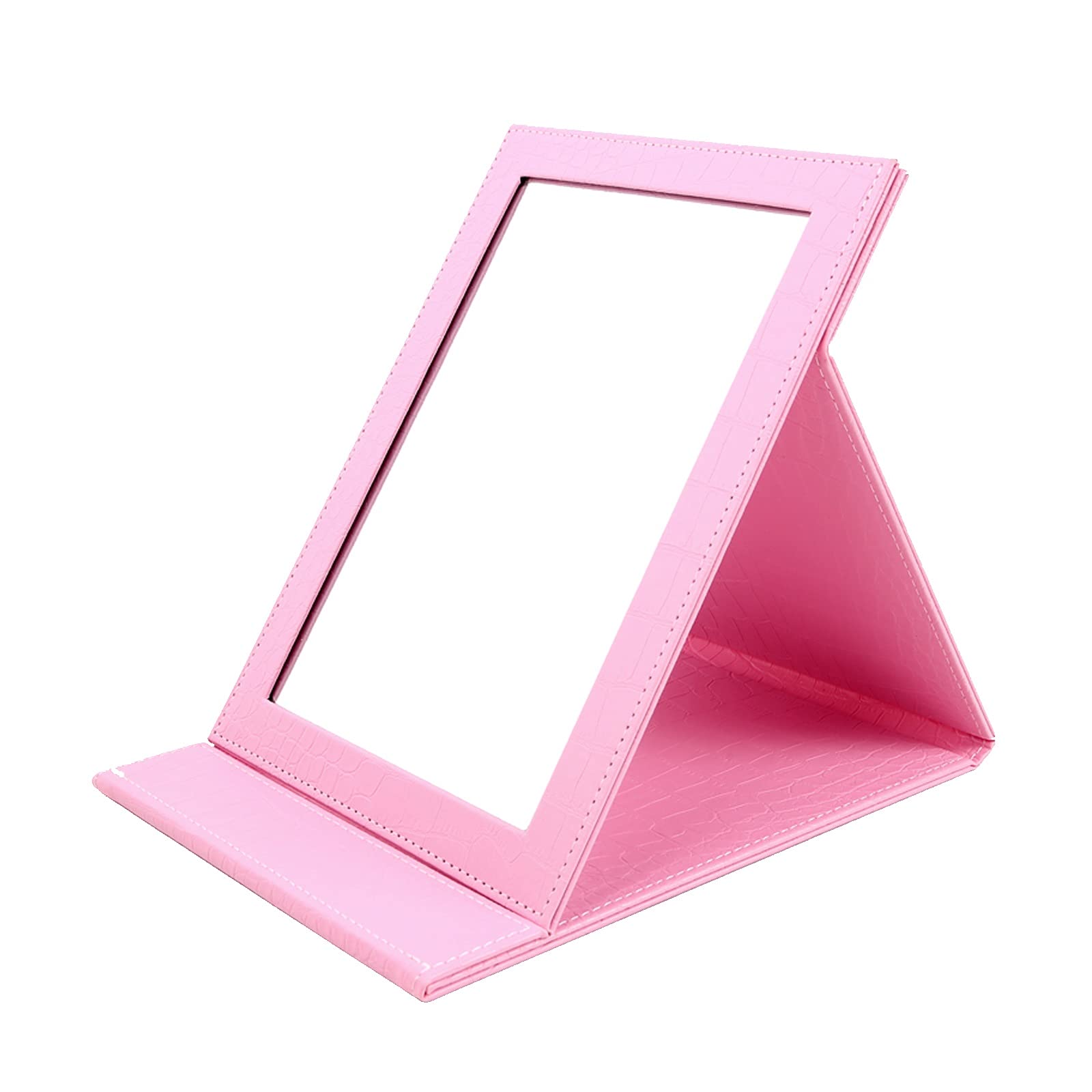 RUIGOMRU Miroir De Maquillage Portable En Forme De Vague - Pliable, Léger Et Élégant Rose