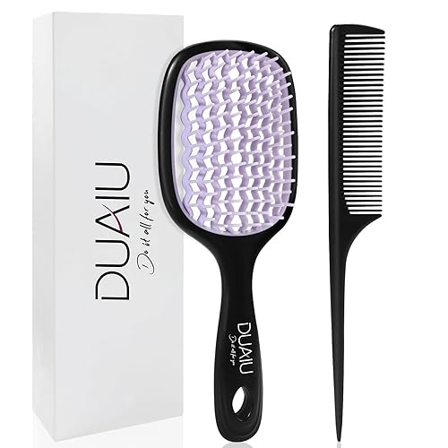 DUAIU Cepillo desenredante, cepillo de pelo ventilado, antiestático, sin nudos, para cabello húmedo y seco, de secado más rápido, cepillo