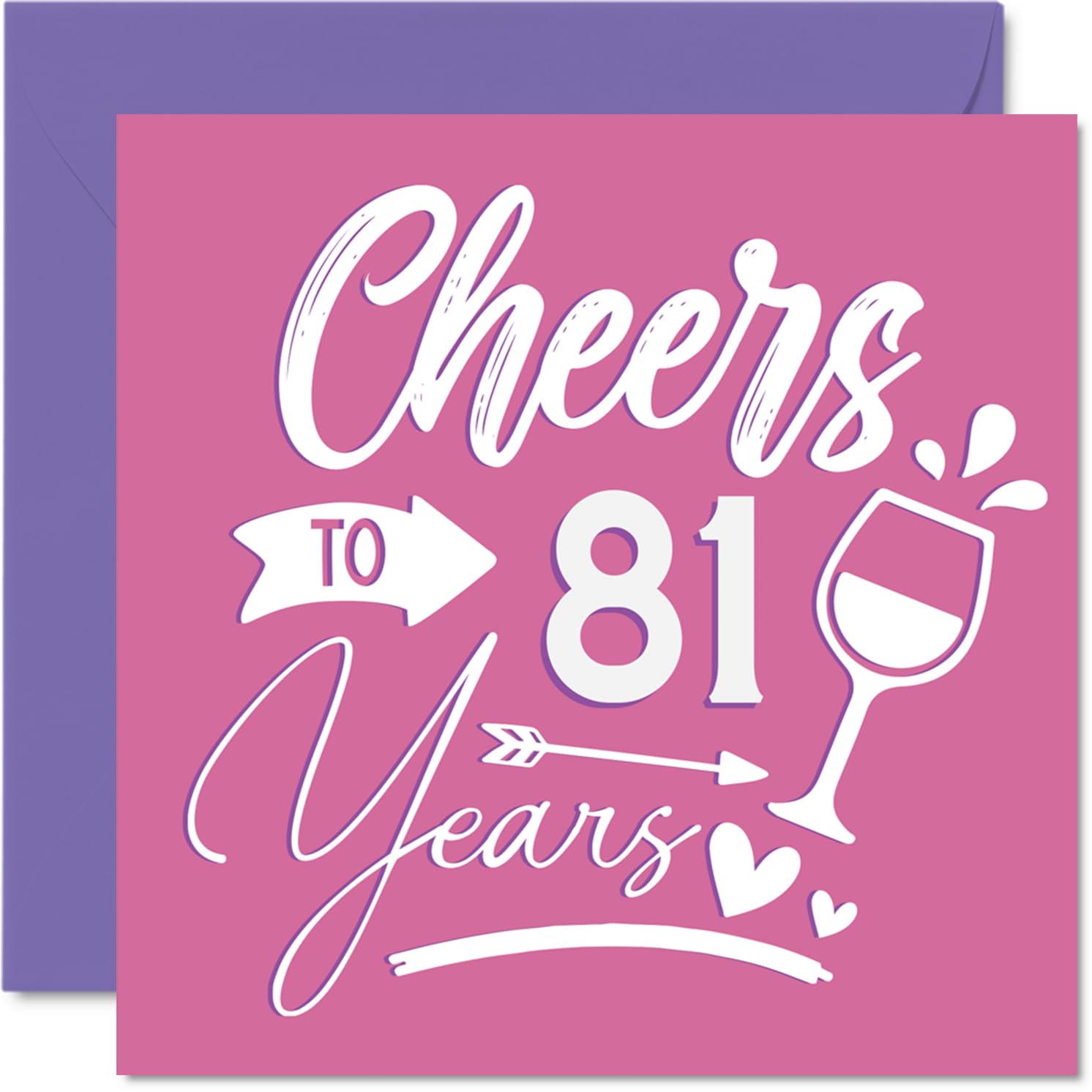 81st Birthday Cards for Women - Cheers - Happy Birthday Card for 81 Year Old Woman Nan Wife Granny Nanny, 145mm Bday Greeting Cards
