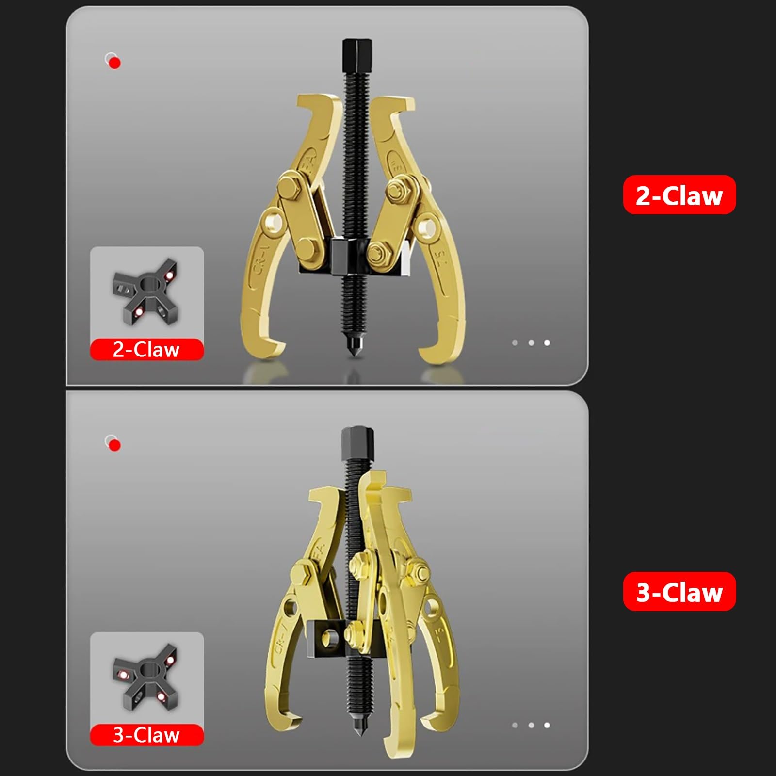 Extractor Industrial de Engranajes Pequeños, Herramienta Separadora de Rodamientos de 2/3 Mordazas, para Uso Horizontal y Vertical, para Desmontar Poleas y Ruedas | 10in