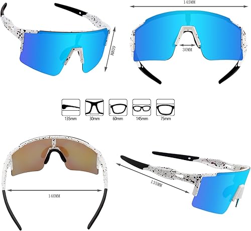 Vista 114 de OULAIQI Cycling Sunglasses Polarized Sunglasses for Cycling Men Women with 1 Lens or 3 Interchangeable Lens Baseball Glasses