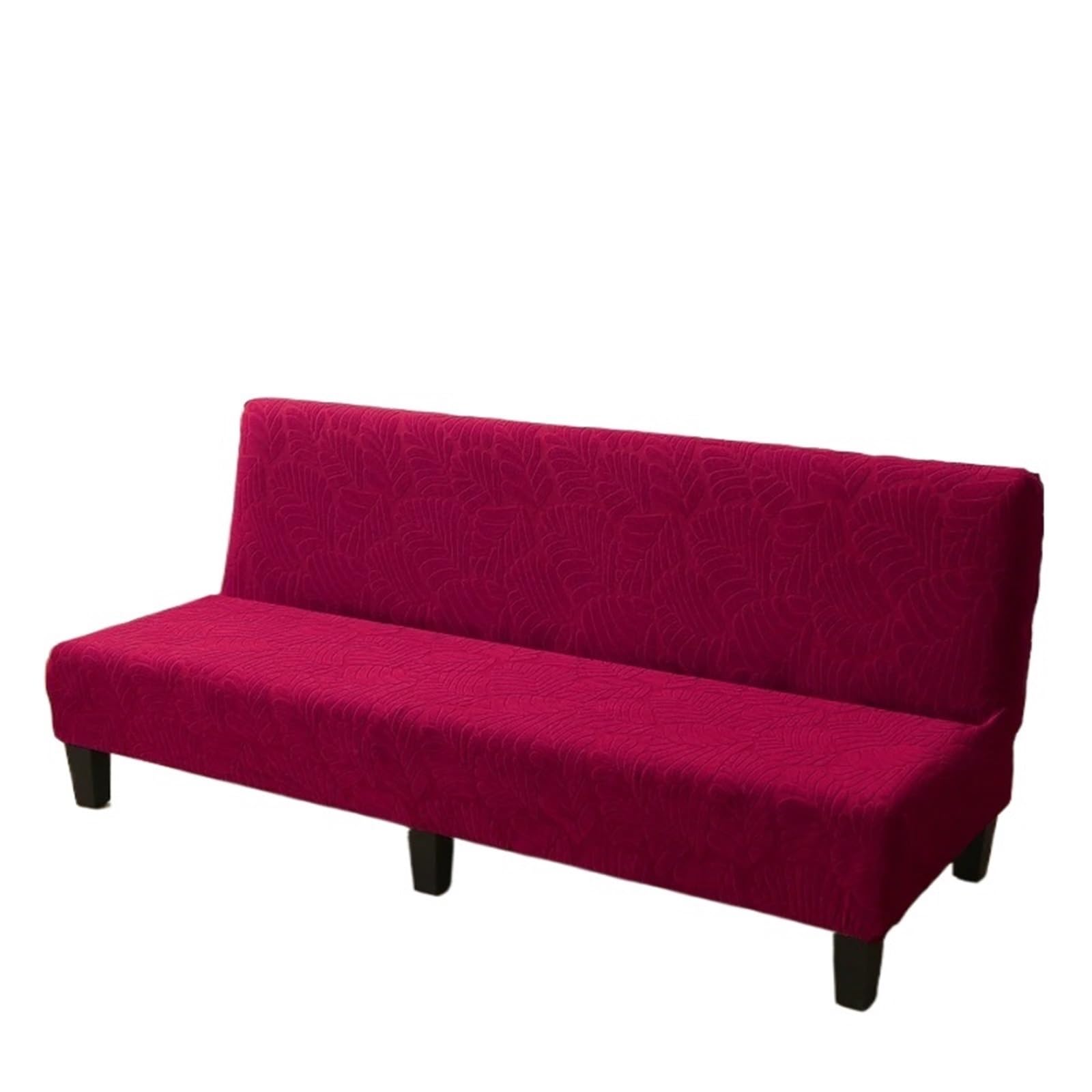 GCYEIDMA Armless Sofa Slipcover Armless Sofa Bed Cover Stretch Jacquard Futon Covers Spandex Dustproof Furniture Protector(Wine red,M)
