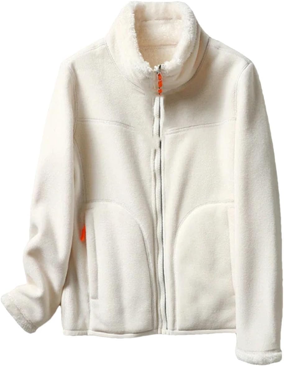 Women's Winter Double-Sided Fleece Jacket - Thickened Stand Collar Polar Fleece Outerwear