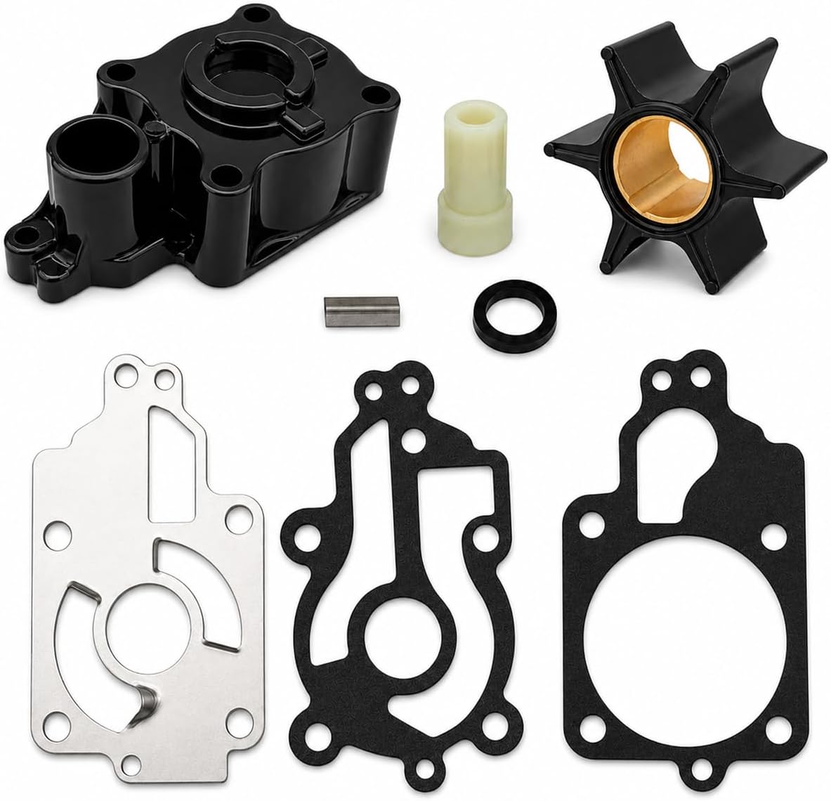 FASWORX FK1204-1 Water Pump Impeller Rebuild Kit for Mercury Force Outboards 85HP 90HP 120HP 150HP L-Drive 1989-1994 | Replaces FK1069 | Marine-Grade Cooling Parts, Plastic Housing Only