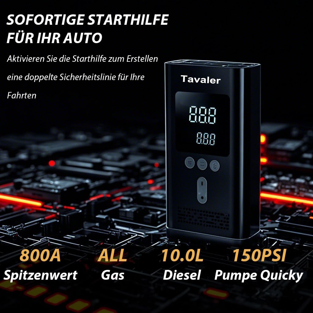 TAVALER Elektrische Luftpumpe Fahrrad 150PSI Akku Luftpumpe