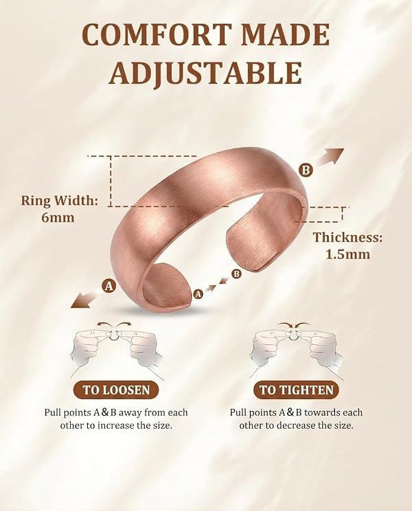 Fashtour 100% Pure Copper Rings, 2-Pack Handmade Adjustable for Men Women by Fashtour - Used condition - Image 5