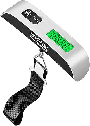 BAGAIL Digital Luggage Scale, 110lbs Hanging Baggage Scale with Backlit LCD Display, Portable Suitcase Weighing Scale with Hook and Straps