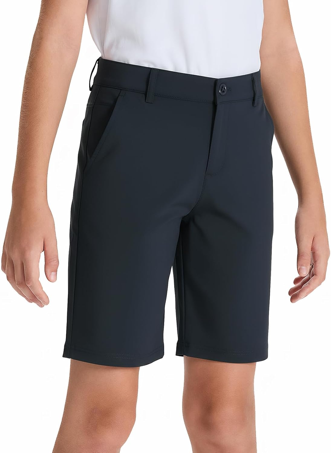 DEVOROPA Youth Boys Golf Dress Shorts Flat Front Adjustable Waist Kids Uniform Khaki Chino Causal Athletic Shorts Pockets - Image 2