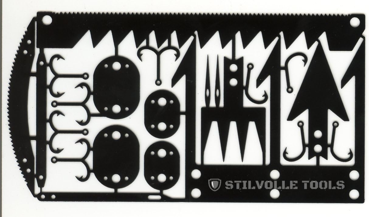 Survival Card Tool Hook Size That Contains The 12 Features to Help Survival Card 12 Survival time to Card Size, Hook Small, Arrowhead A, Arrowhead B, (Black)