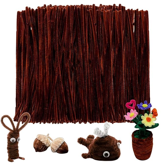 Image of 100Pc Pipe Cleaners Craft Set | Chenille Stem Fuzzy Sticks DIY Craft Supplies for Art Projects Activities, Decorations, Flower Making, Modeling & Sculpting (Maroon)