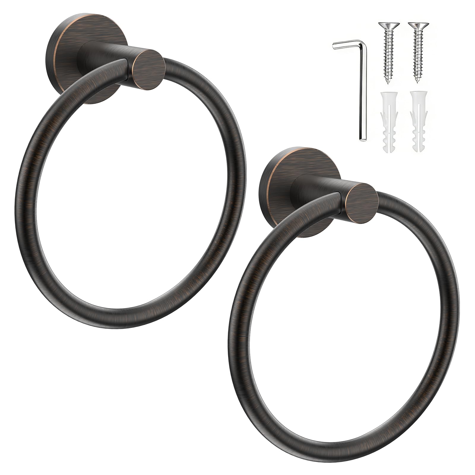 SetSail Towel Holder for Bathroom Wall Oil Rubbed Bronze Towel Ring,2 Packs
