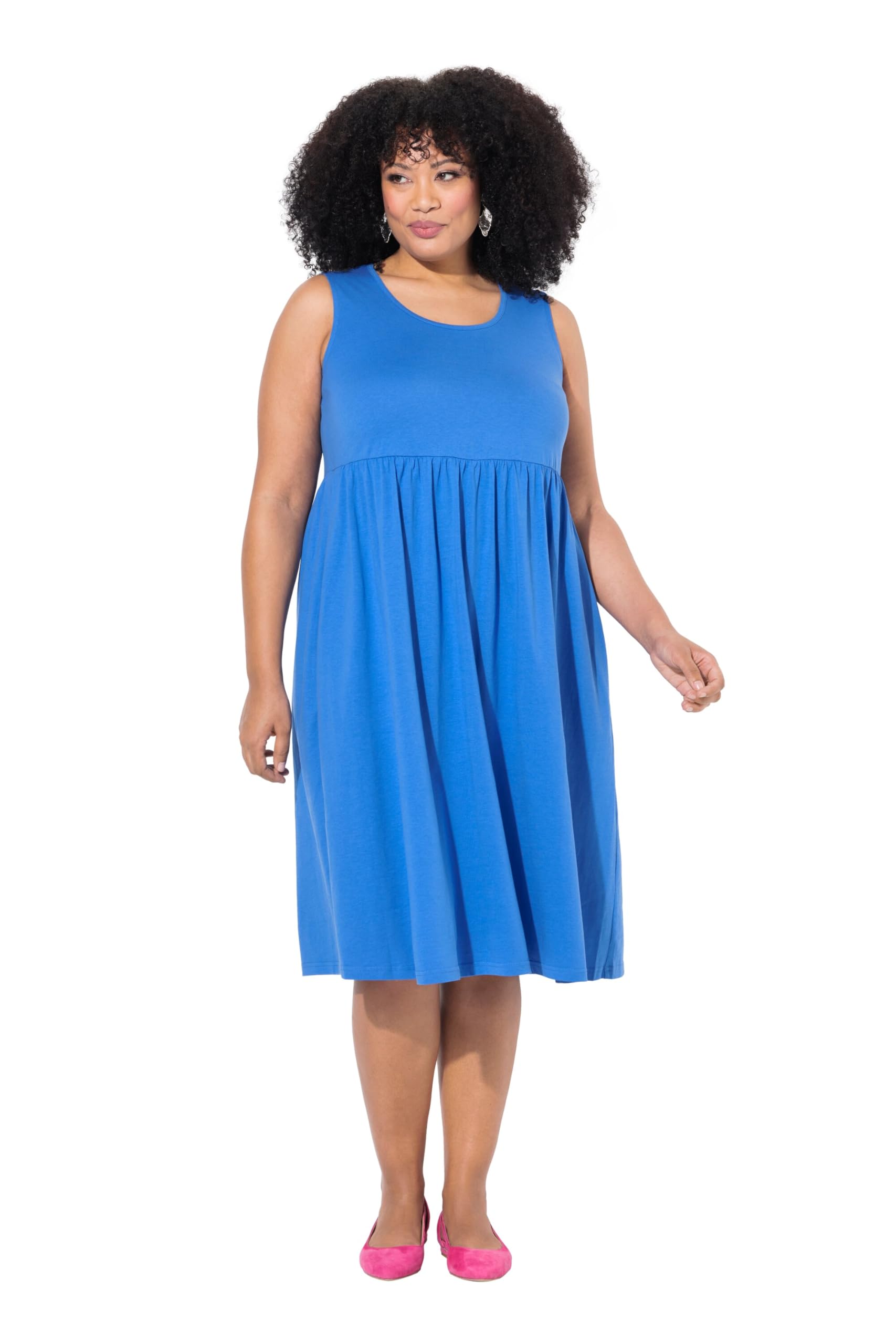 Ulla Popken Damen große Größen Übergrößen Plus Size Jerseykleid, Taschen, A-Linie, Rundhals, ärmellos 829566