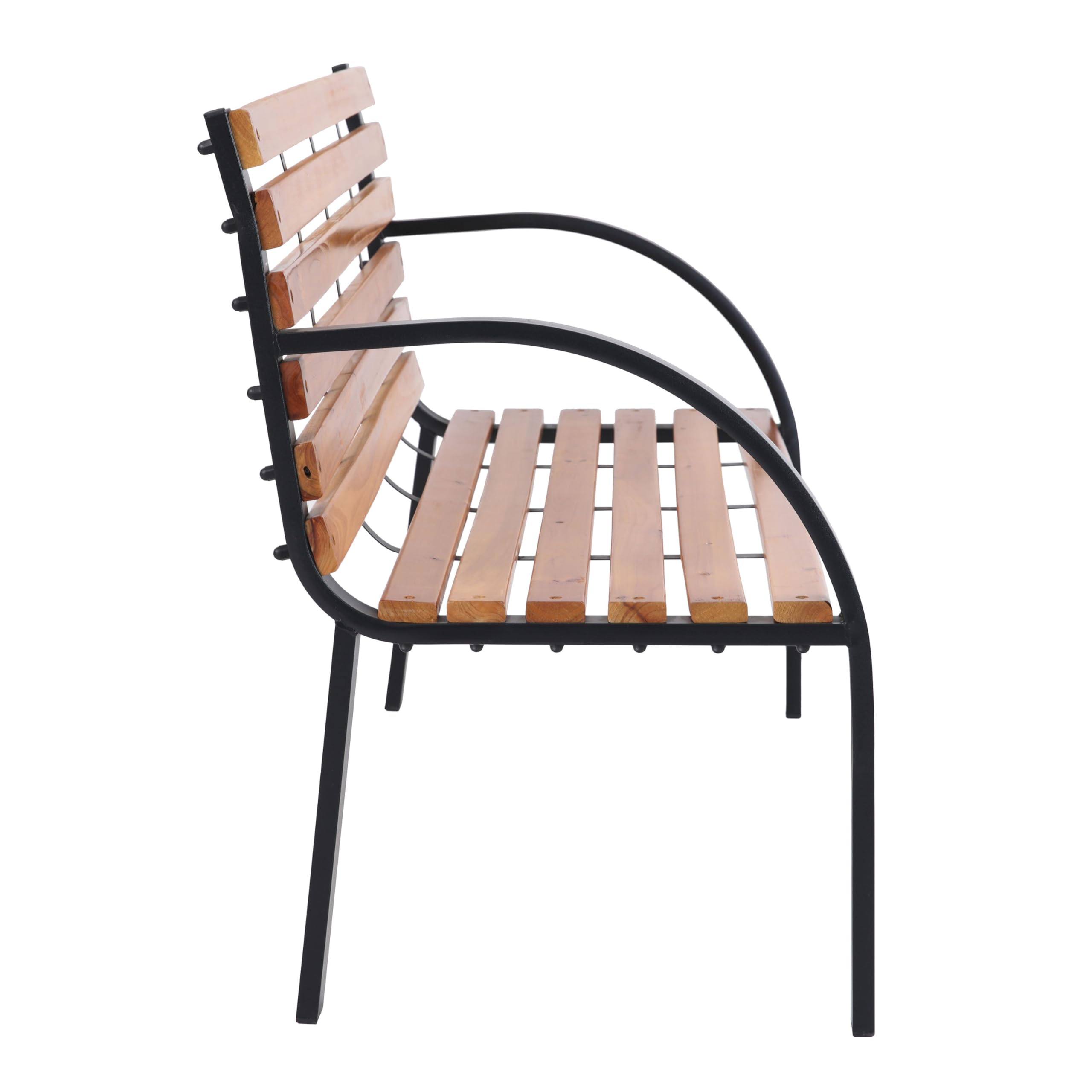 AXI Otis Banc De Jardin Bois - 122X60X83 Cm - Structure Acier Noir Mat - Bois De Cèdre - 2 Places - Extérieur Ou Intérieur - Banquette Extérieur