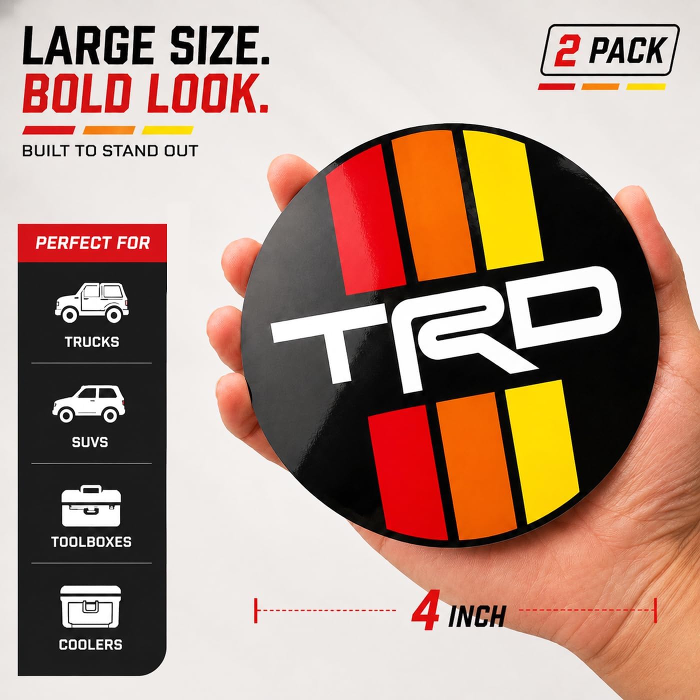 GRITKULTURE Removable Retro TRD Decal Graphic Sticker 2 Pack 5 inch Tricolor Vinyl for Universal Year Tacoma and Tundra, 4runner Offroad Trucks and SUV with Squeegee and Easy Installation #3