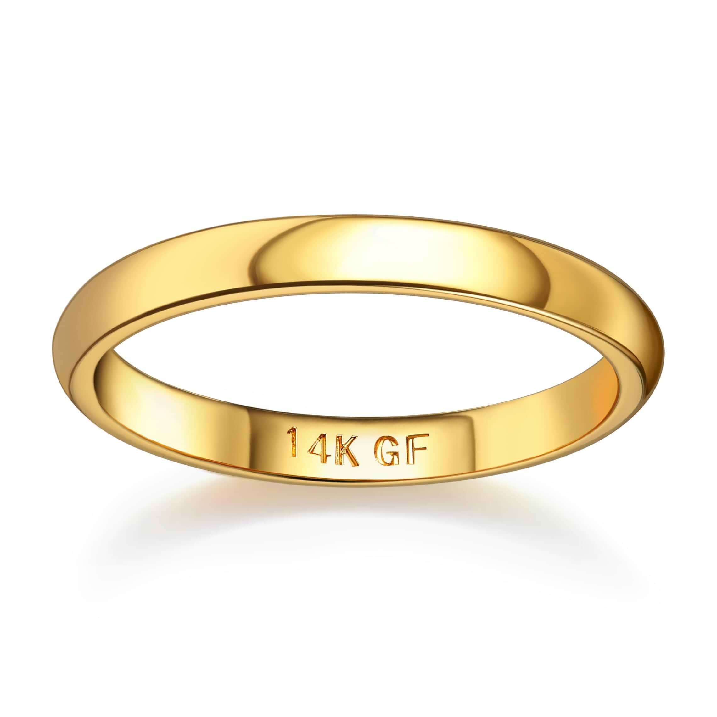 Florideco 14K Gold Filled Ring for Women Men Thick Thin Pinky Thumb Ring Wedding Band Ring Non Tarnish Plain Domed Comfort Fit Size 6 to 10
