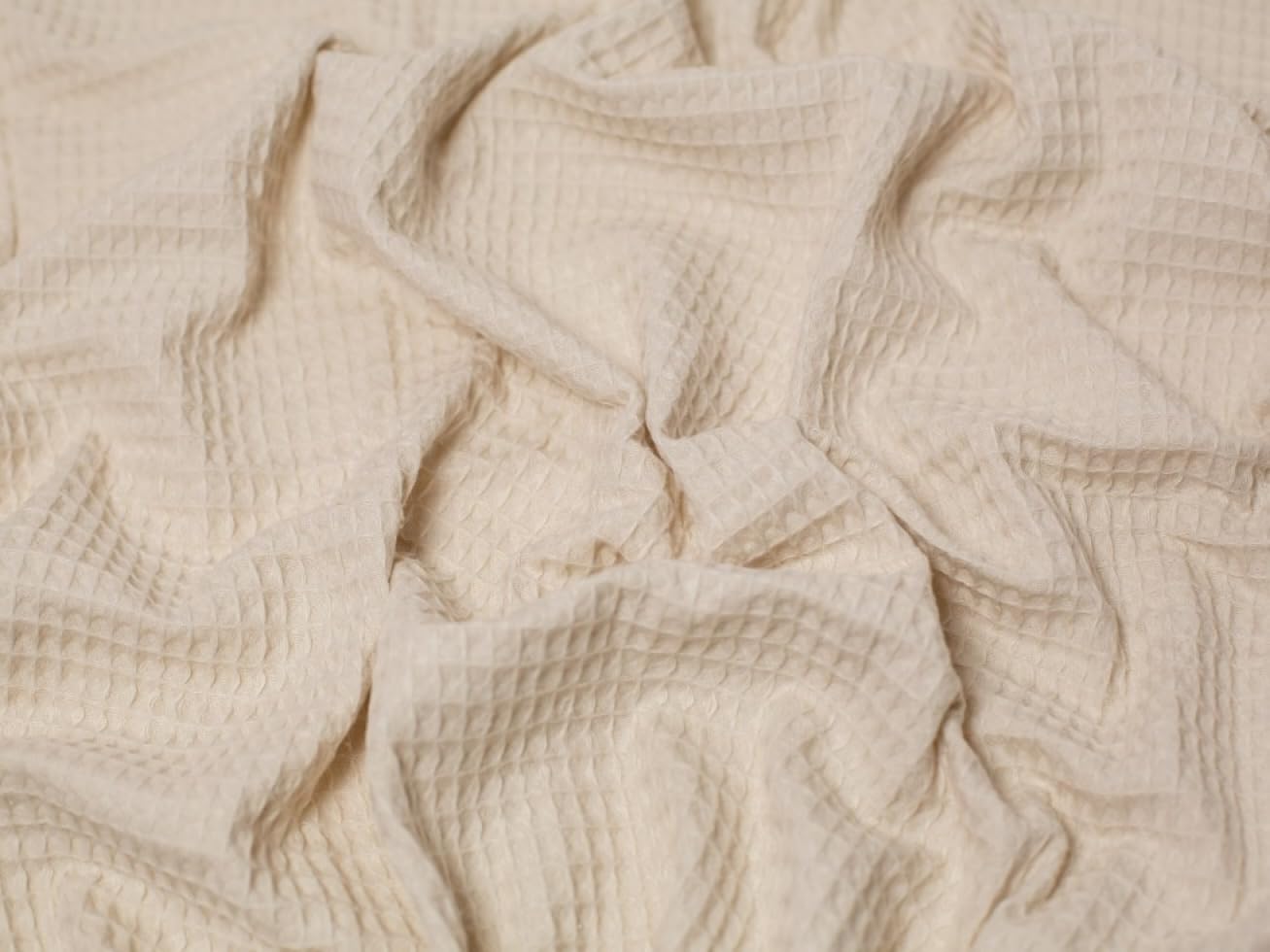 Minerva Almond Medium Cotton Waffle Fabric - Per Metre