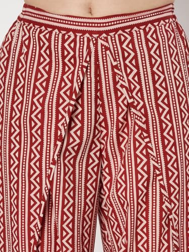 Image of 9rasa Women's Cotton Solid Harem Dhoti Pants for Casual FusionWear Workwear