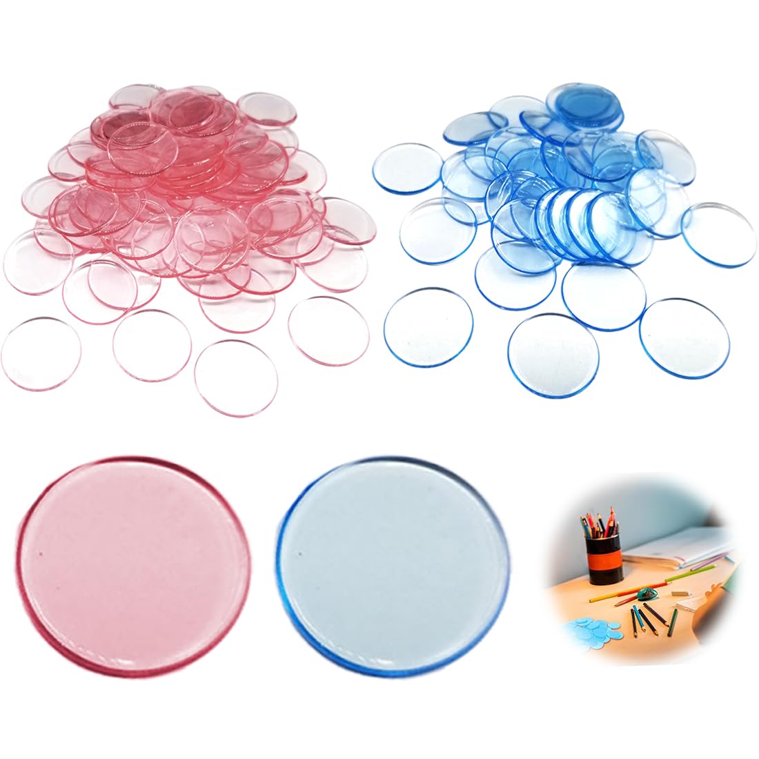 200 Pezzi Gettoni Colorati Fiches Di Gioco In Re-Plastic Fiches Per Conteggio Gettoni Marcatori Fiches Da Bingo Gettoni Plastica Ø 19Mm Rosa Blu