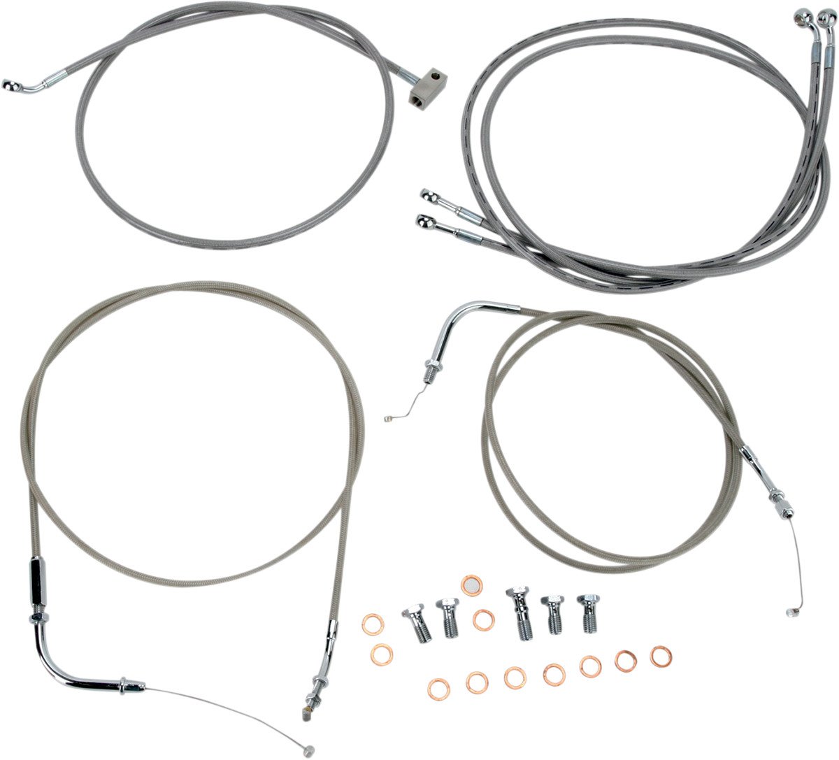 Baron Custom Accessories Stainless Handlebar Cable and Line Kit for 18
