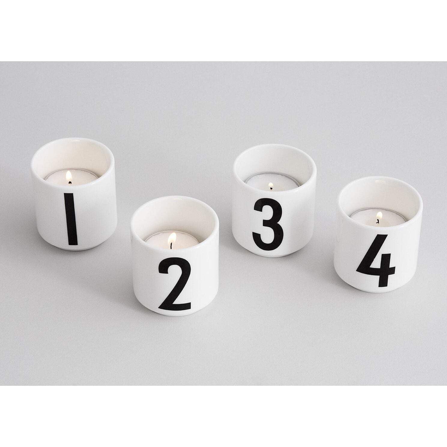 Design Letters Filiżanki do espresso, zestaw 4 filiżanek do cappuccino, mały ceramiczny kubek do kawy do picia espresso, cappuccino, używany jako świecznik, biały