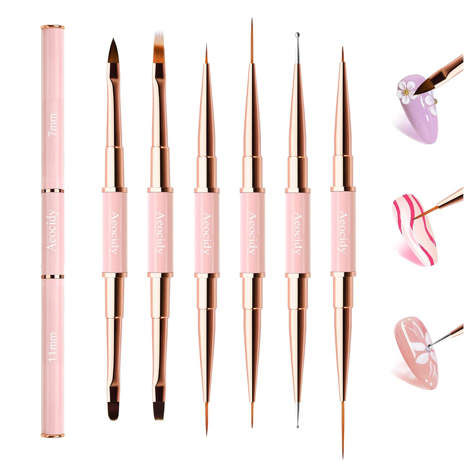 Nail Art Brushes Nail Design Brushes Set 6pcs Pink Nail