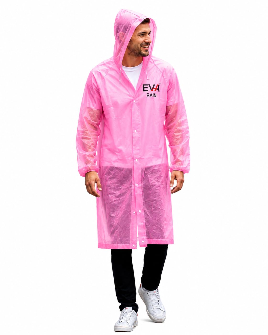 Reusable EVA Raincoat for Men & Women | Waterproof Hooded Rain Coat | Lightweight Full-Length Unisex Rain Wear with Snap Button for Travel, Bike Riding, Hiking & Camping-image-33
