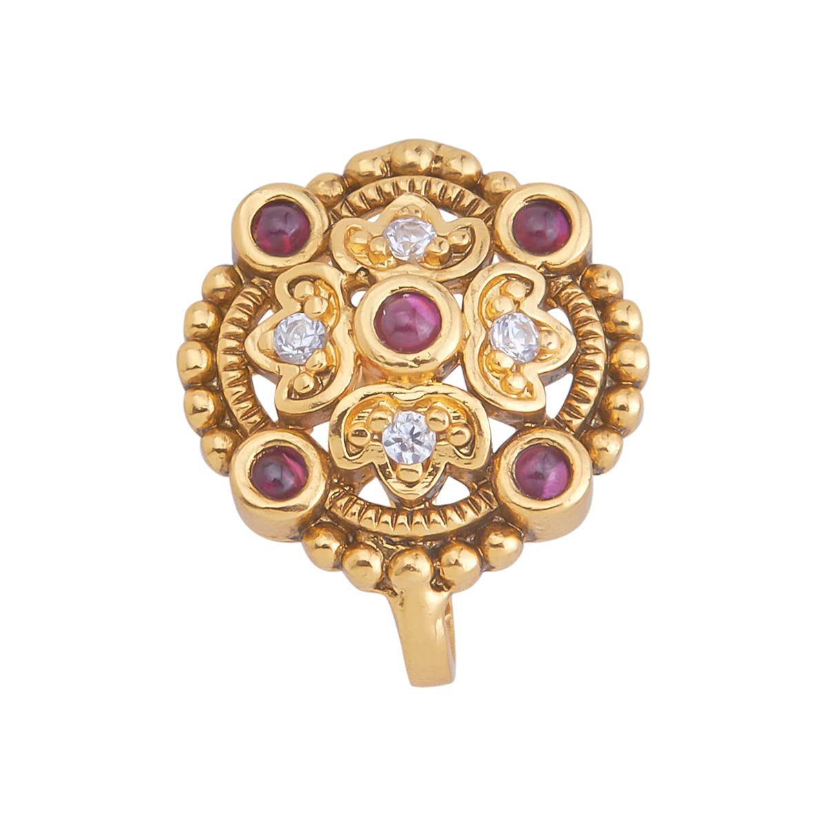 Ruby Gold Plated Ethnic Antique Nath - 407473