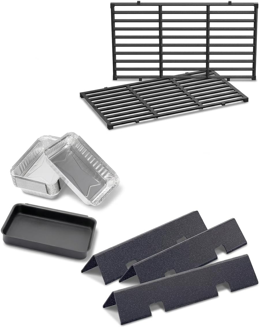 QuliMetal 93305 Catch Pan with 20 Pack 6415 Drip Pans and 7637 7635 Grill Parts for Weber Spirit E-210, Spirit 200, GS4 Spirit II 200, Spirit II E-210 Series, Spirit II E-210 Gas Grills