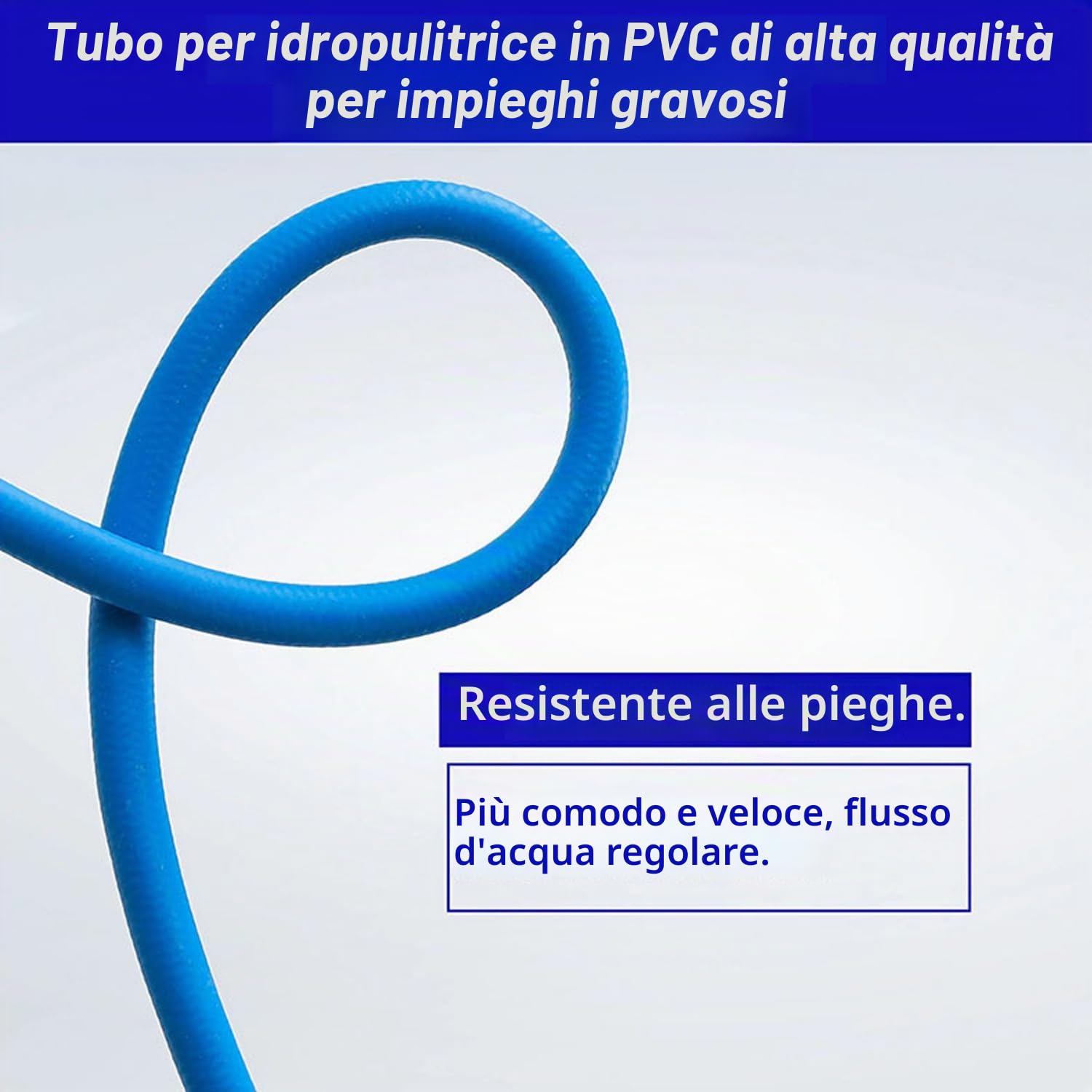 1/4'' M22 3600PSI Tubo Alta Pressione per Pulitrice ad Alta Pressione con 5 Raccordi Rapidi - 15M Tubo per Lavaggio Auto, Giardino, Pavimenti, Blu